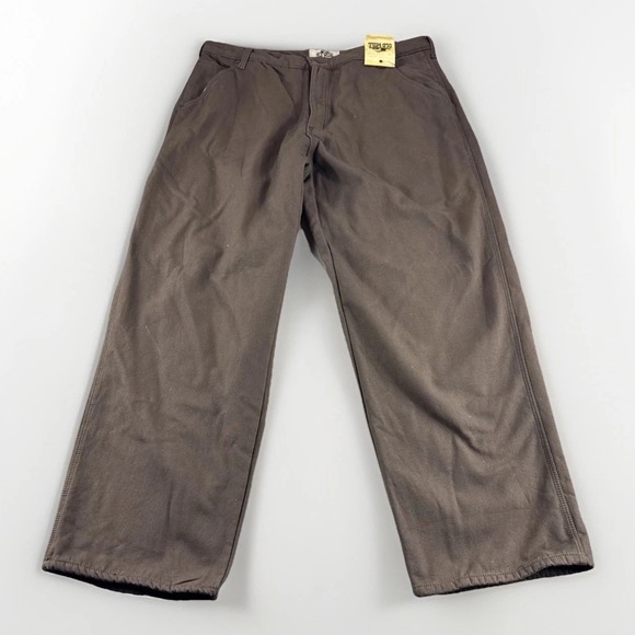 Old Mill Canvas Fleece Lined Carpenter Pants Mens 42x32 Brown Original Fit NEW - Picture 1 of 7